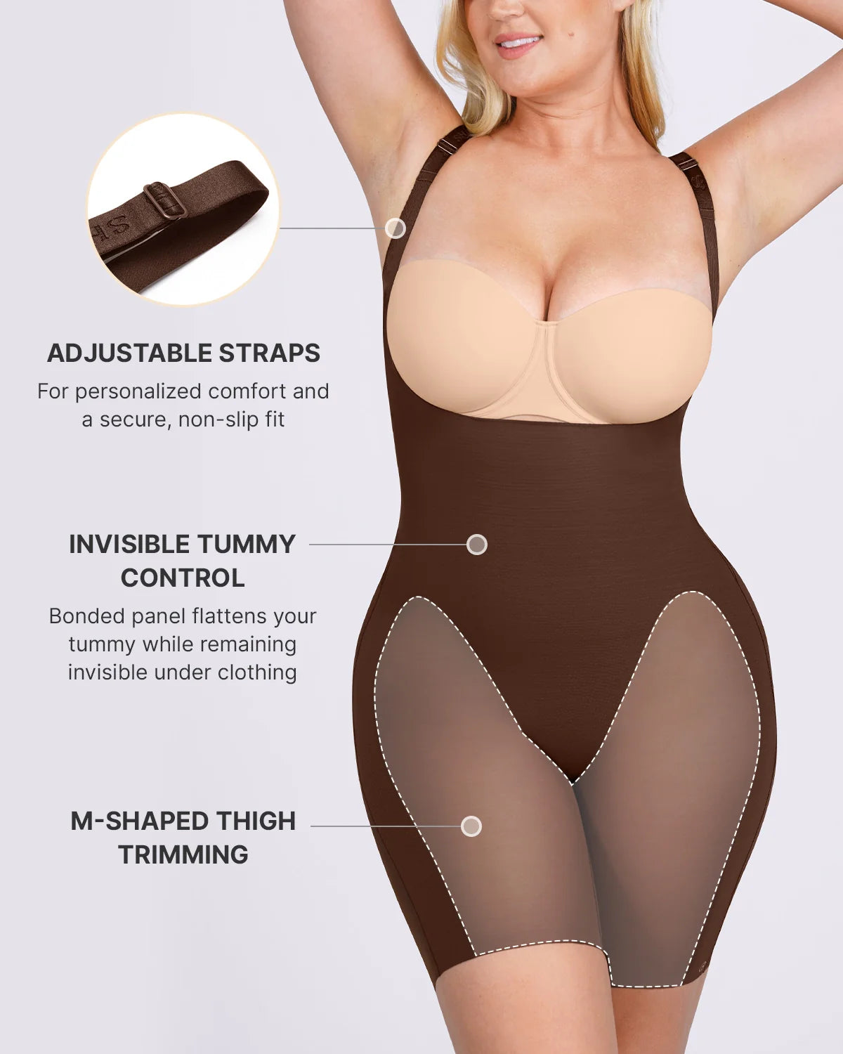 Cream Touch Open Bust Smoothing Bodysuit