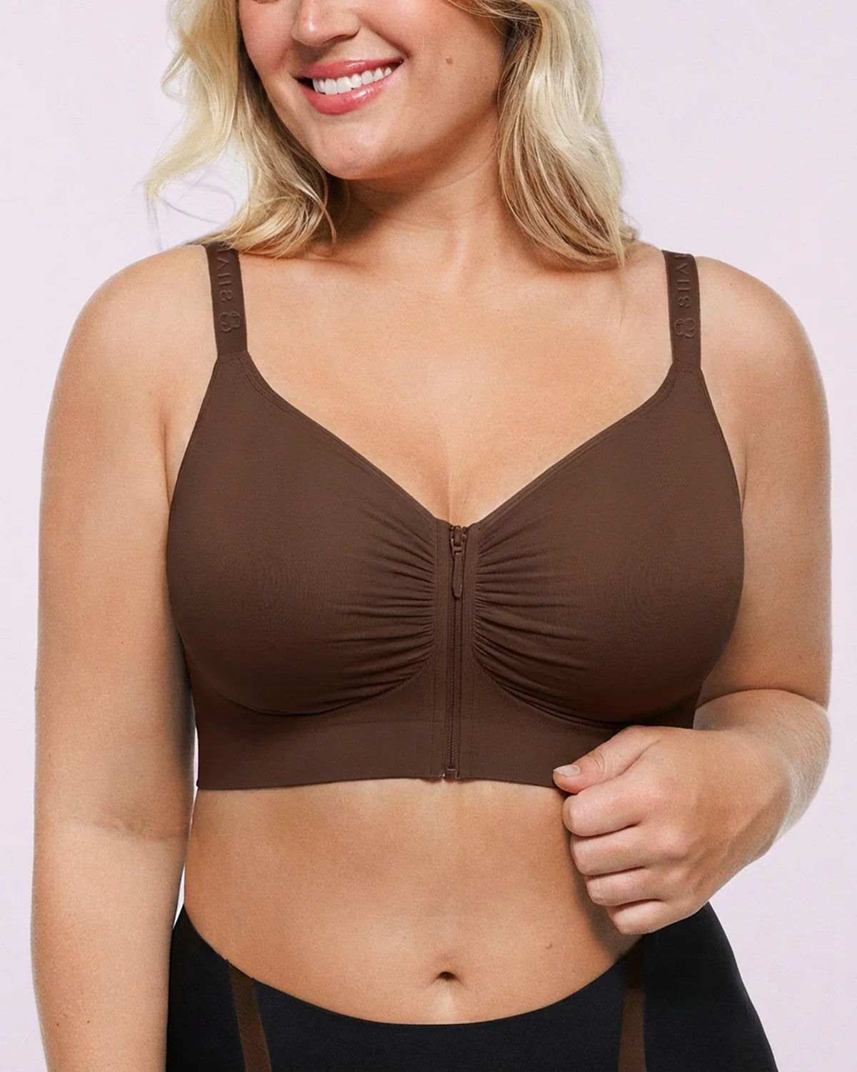 Front-Zipper Wireless Bra for Smoothing Support