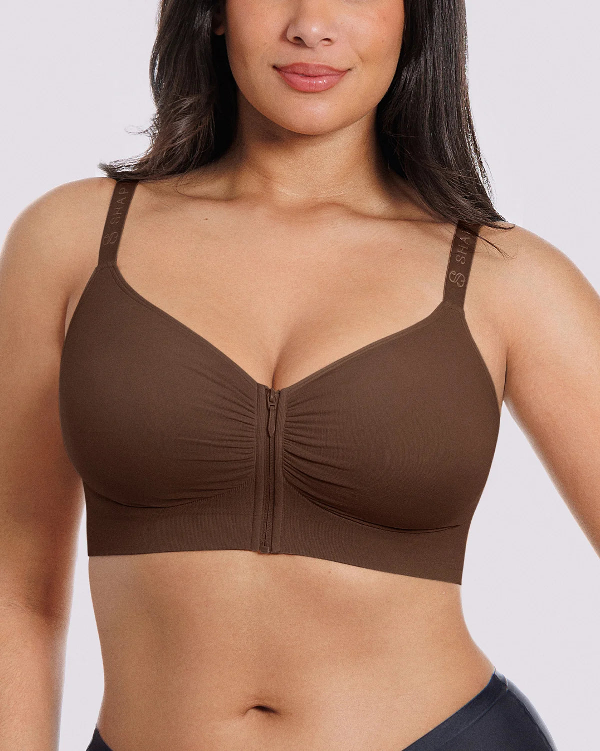 Front-Zipper Wireless Bra for Smoothing Support