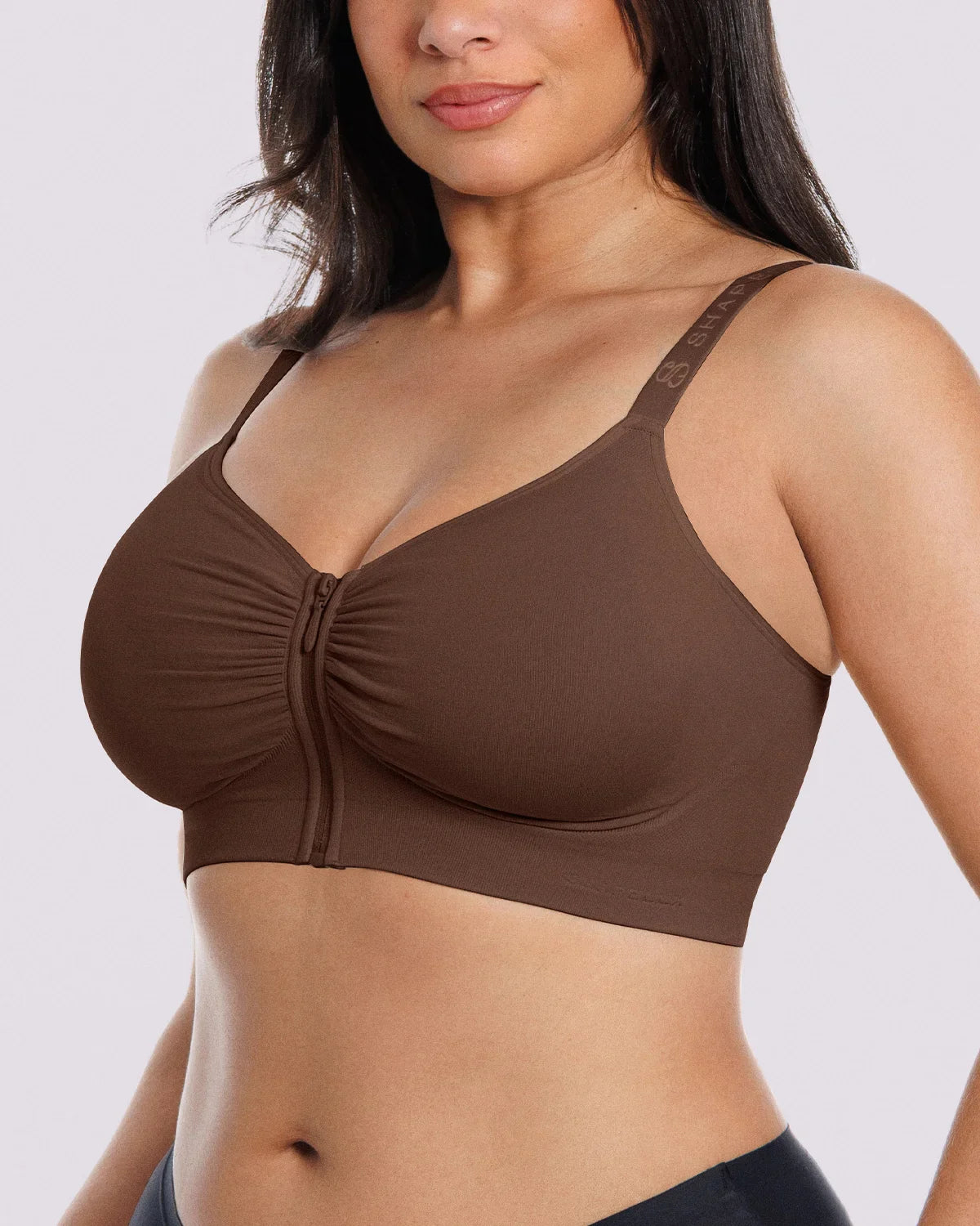 Front-Zipper Wireless Bra for Smoothing Support