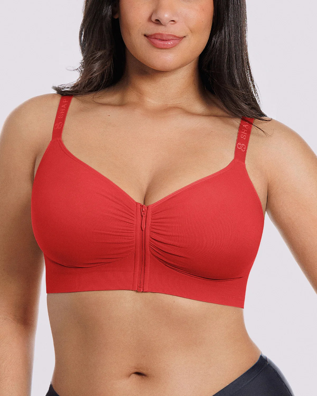 Front-Zipper Wireless Bra for Smoothing Support