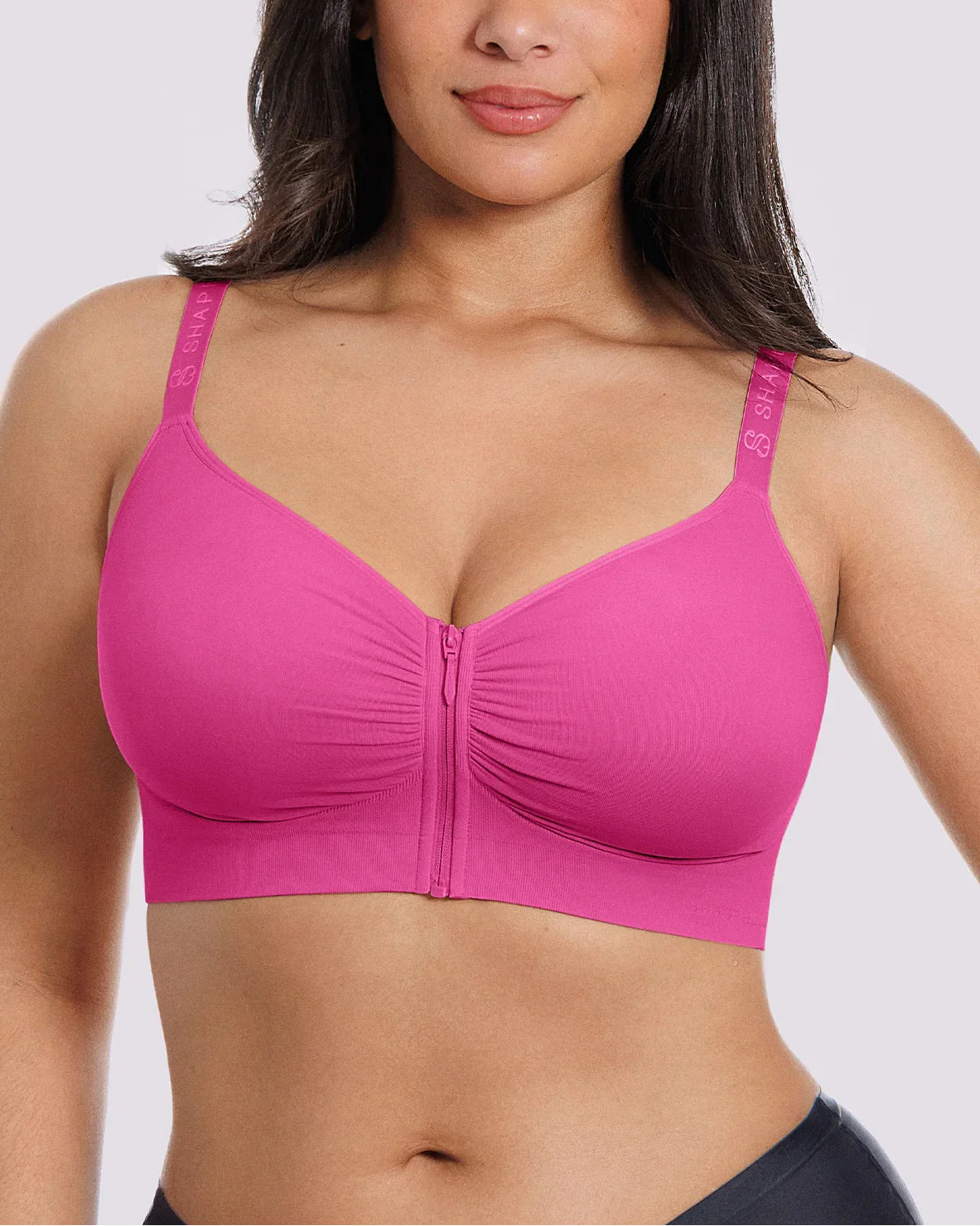 Front-Zipper Wireless Bra for Smoothing Support