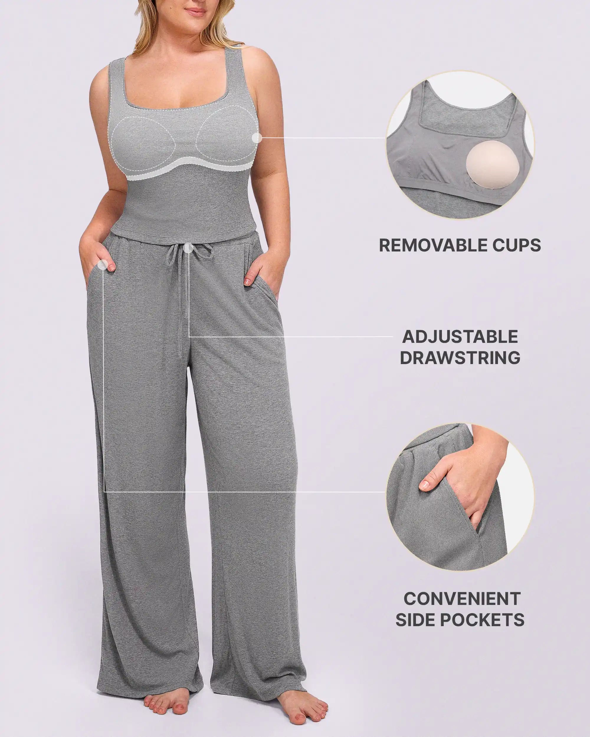 Soft Modal Rib Tummy Control Pants Set