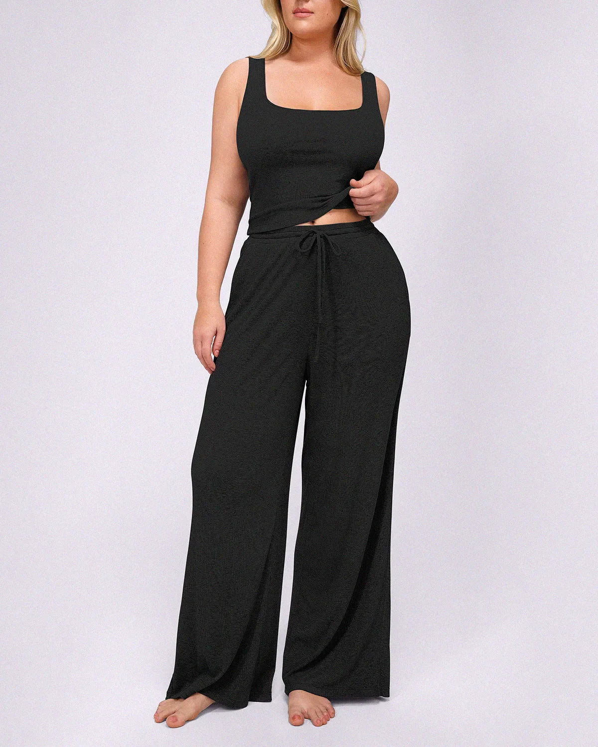 Soft Modal Rib Tummy Control Pants Set