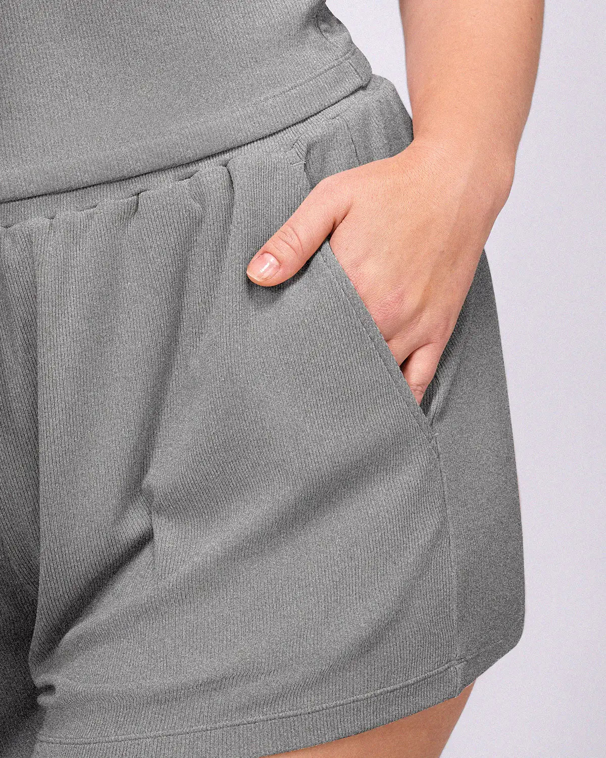 Soft Modal Rib Slimming Shorts Set