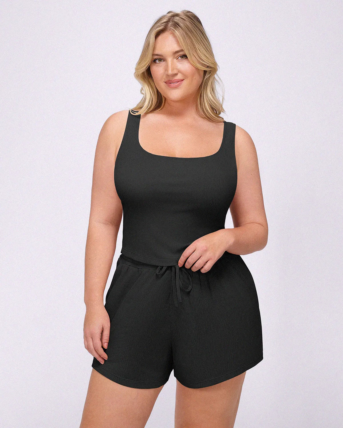 Soft Modal Rib Slimming Shorts Set