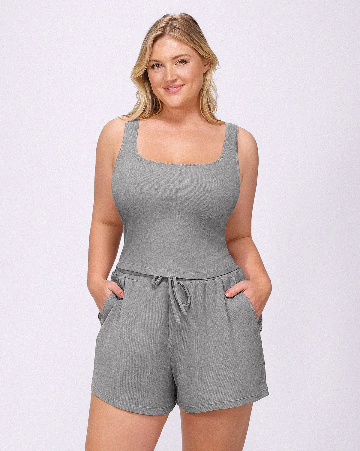 Soft Modal Rib Slimming Shorts Set