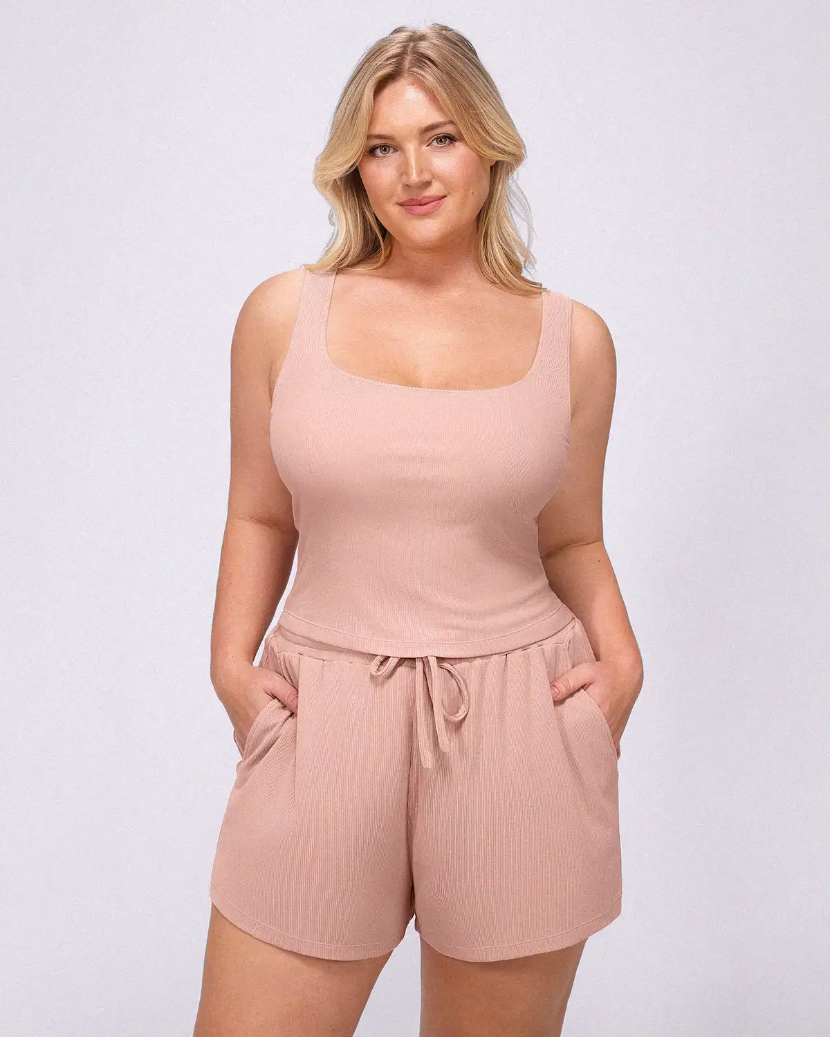 Soft Modal Rib Slimming Shorts Set