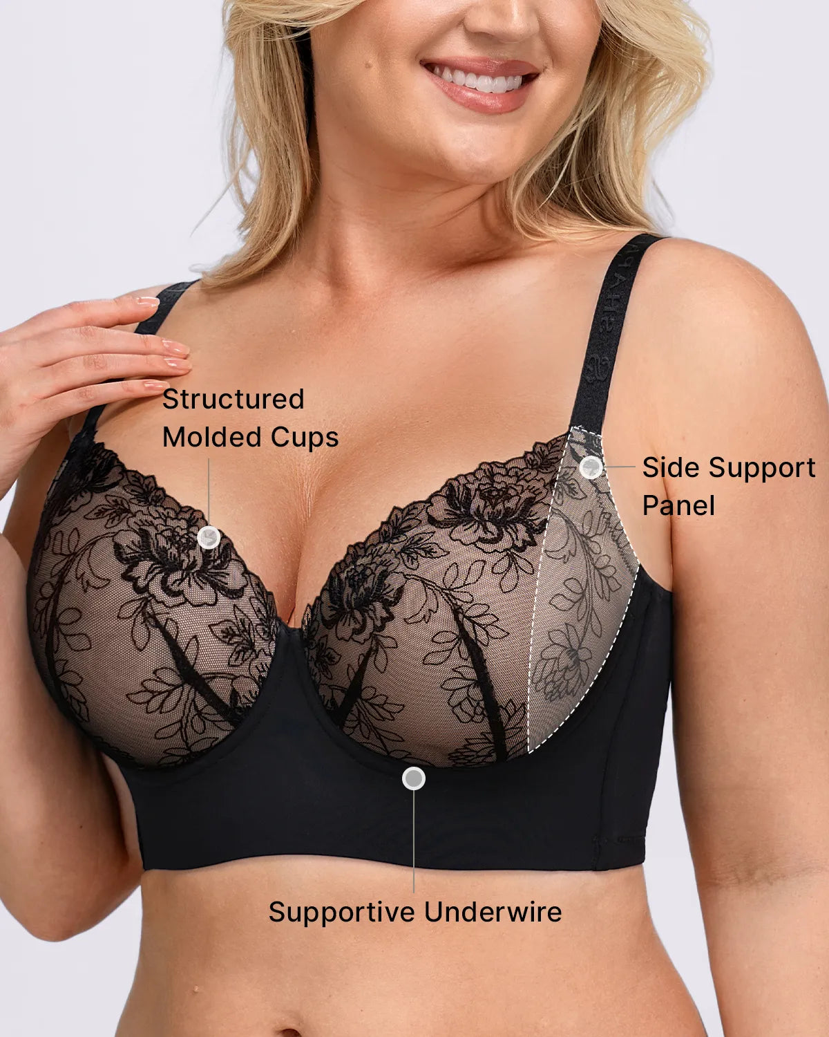 Back Smoothing Lace Underwire Bra
