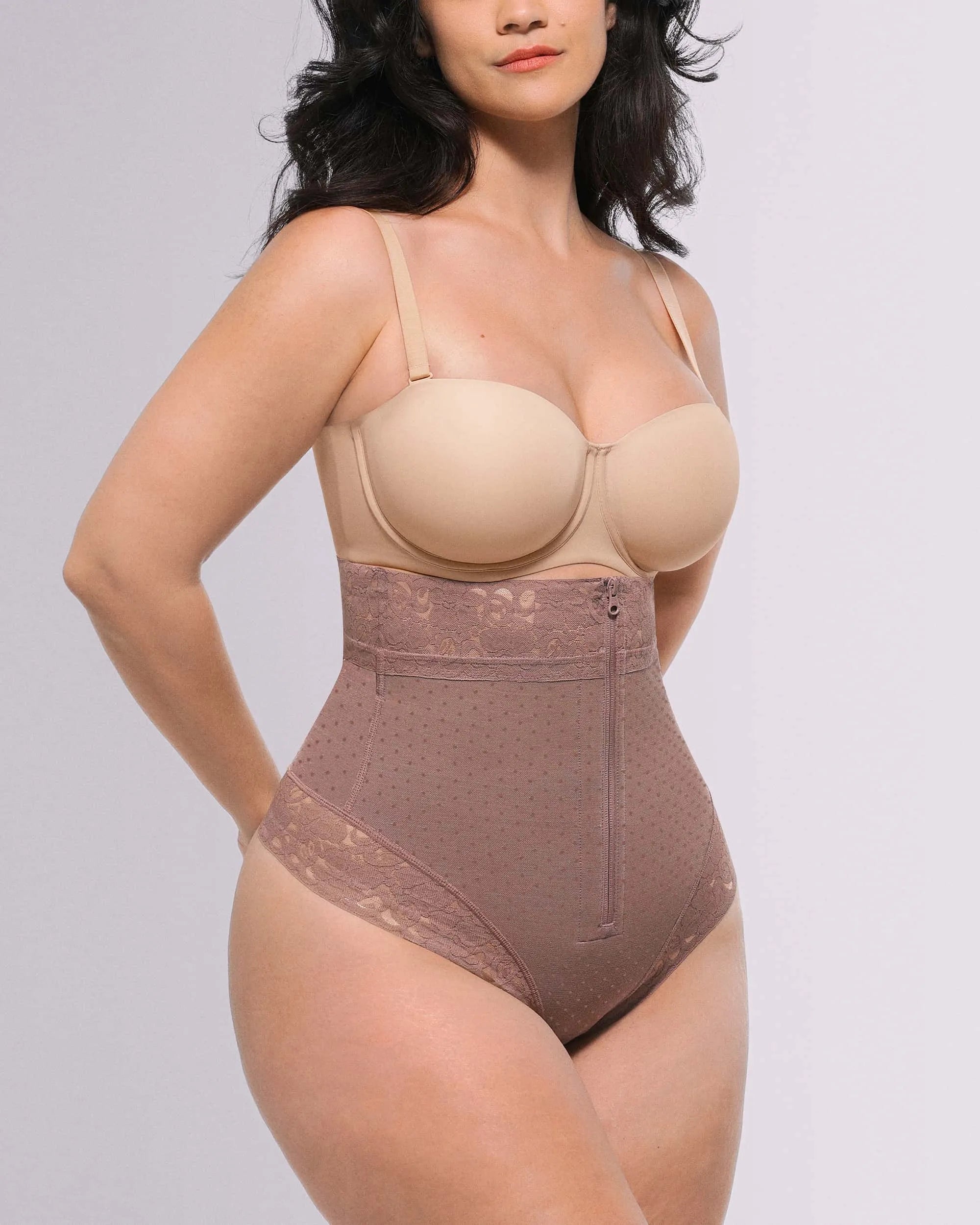High-Waist Polka Dot Shaping Thong