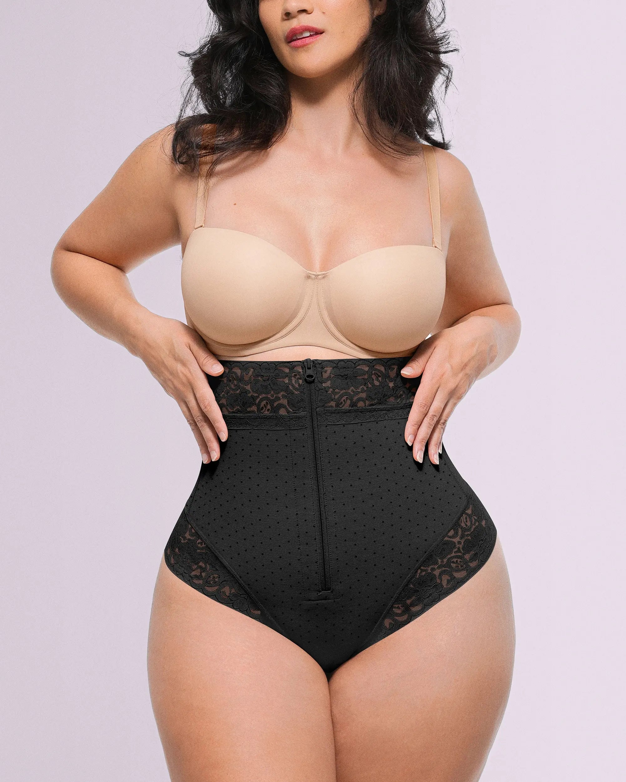 High-Waist Polka Dot Shaping Thong