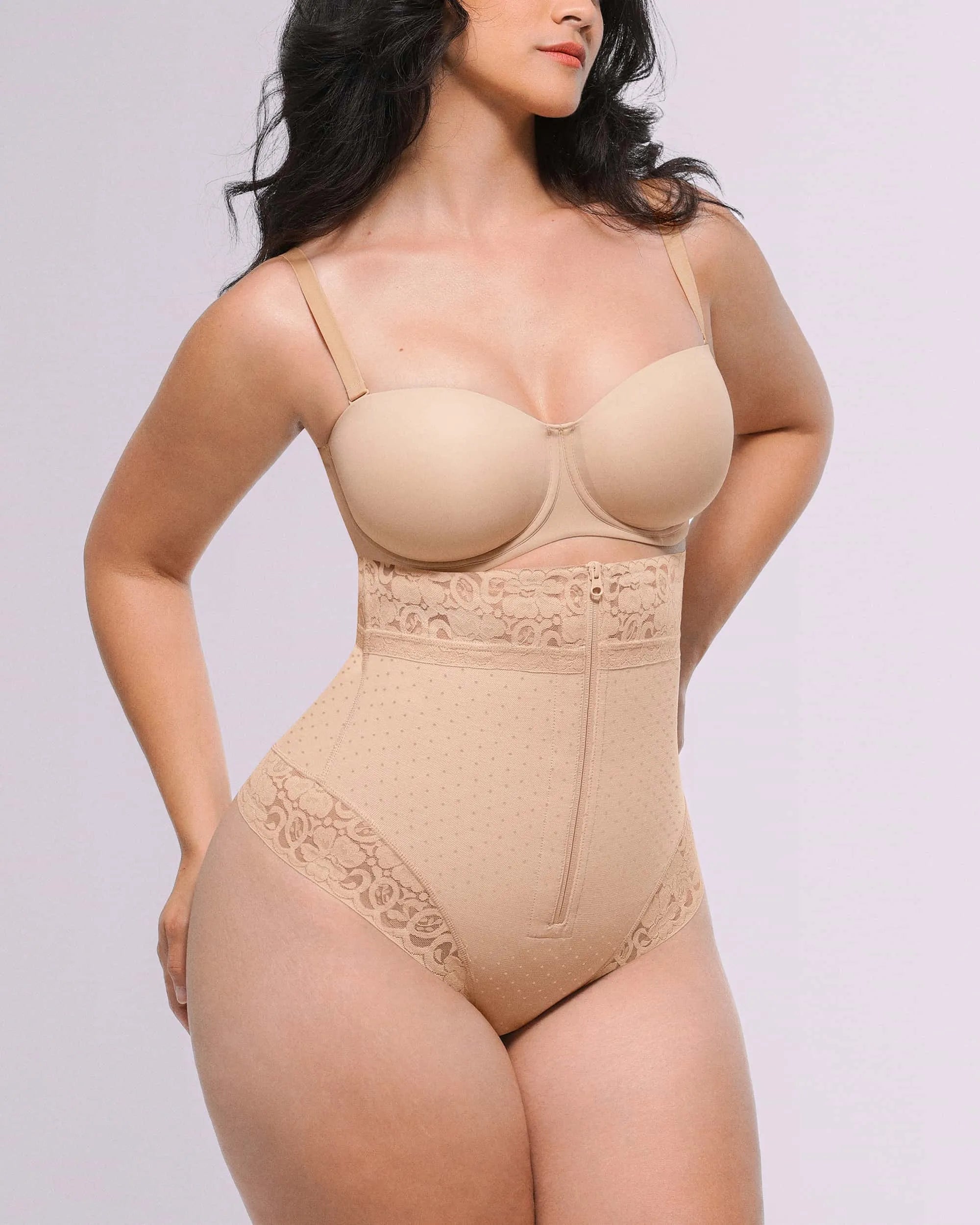 High-Waist Polka Dot Shaping Thong