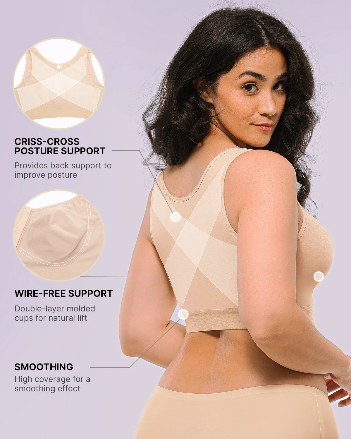 Unlined Wireless Front-Closure Bra — Comfort & Support