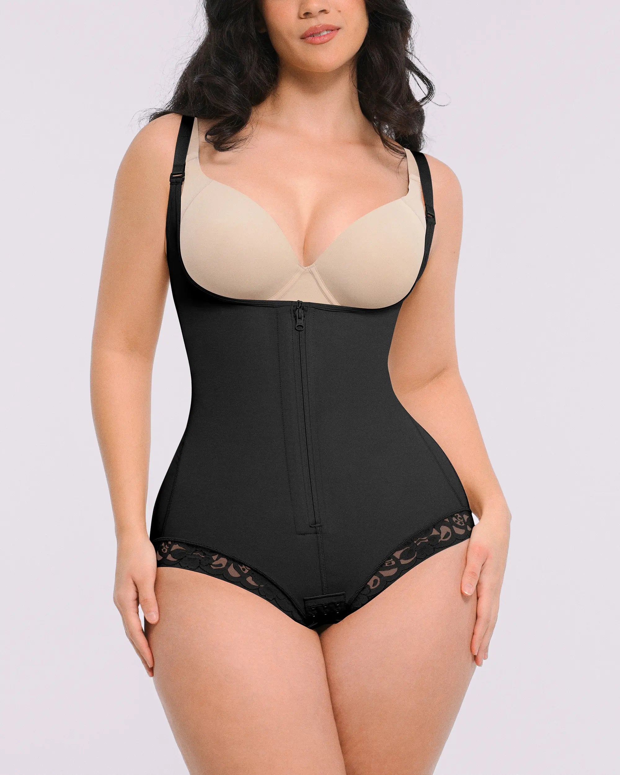 Sculpting Zipper Front Open Bust Bodysuit