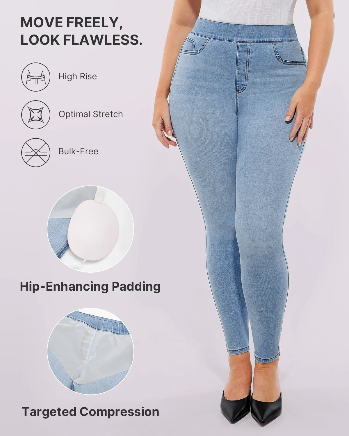 High-Waist Padded Hip Slimming Skinny Jeans