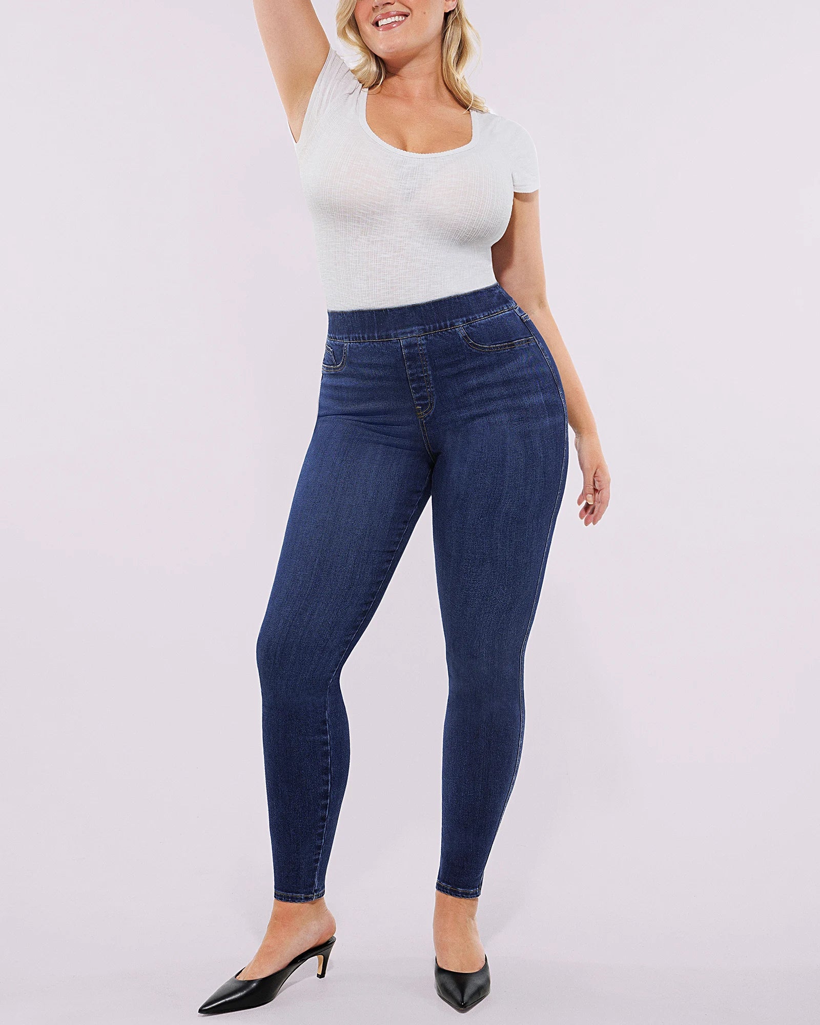 High-Waist Padded Hip Slimming Skinny Jeans
