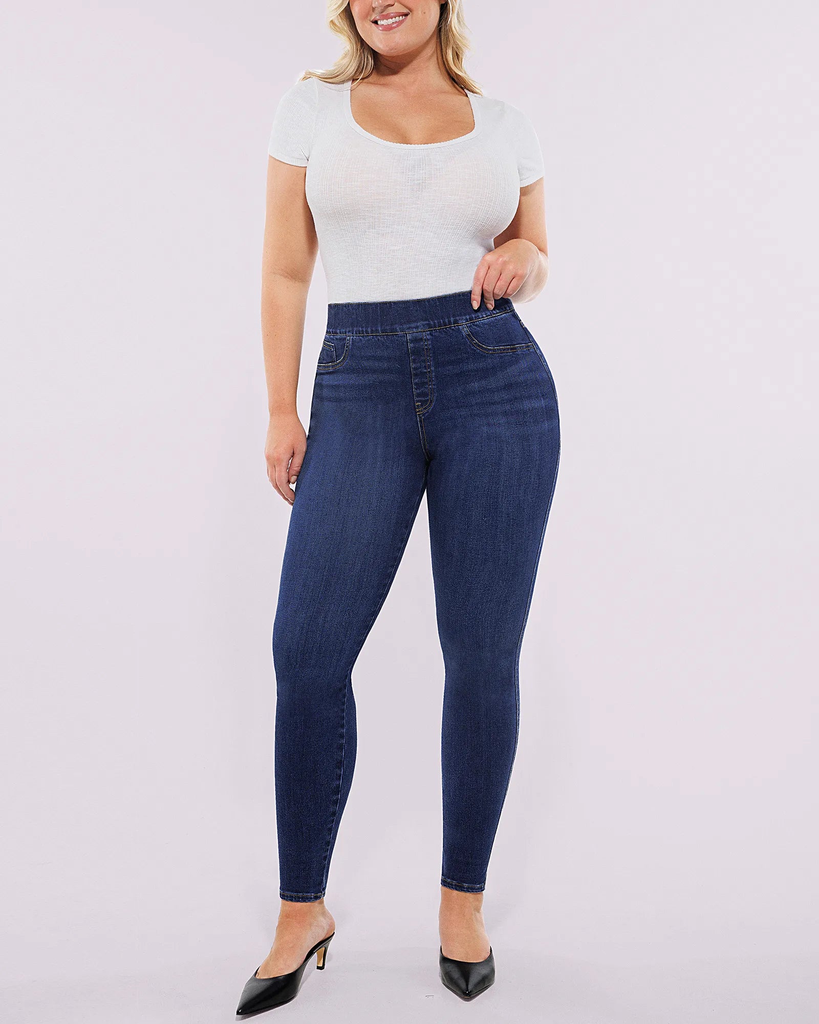 High-Waist Padded Hip Slimming Skinny Jeans