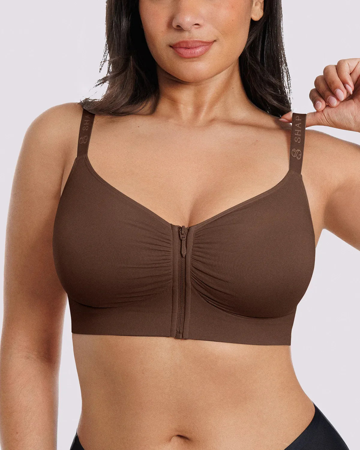 Front-Zipper Wireless Bra for Smoothing Support