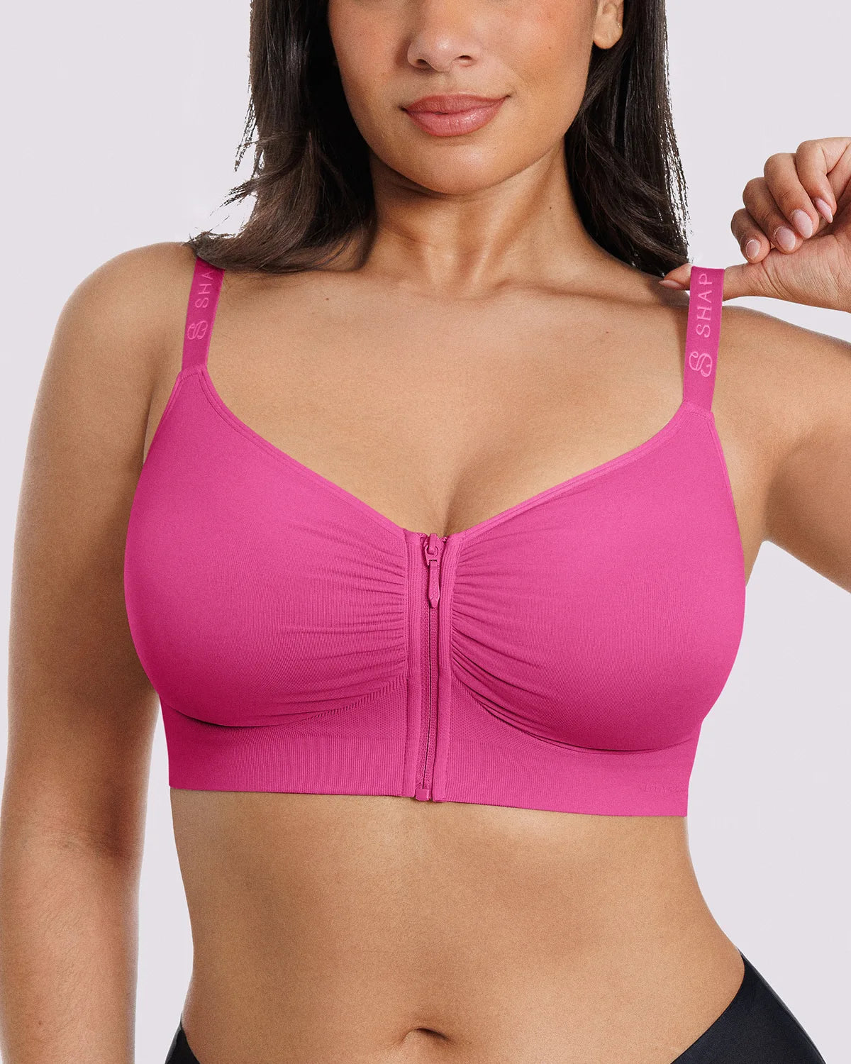 Front-Zipper Wireless Bra for Smoothing Support