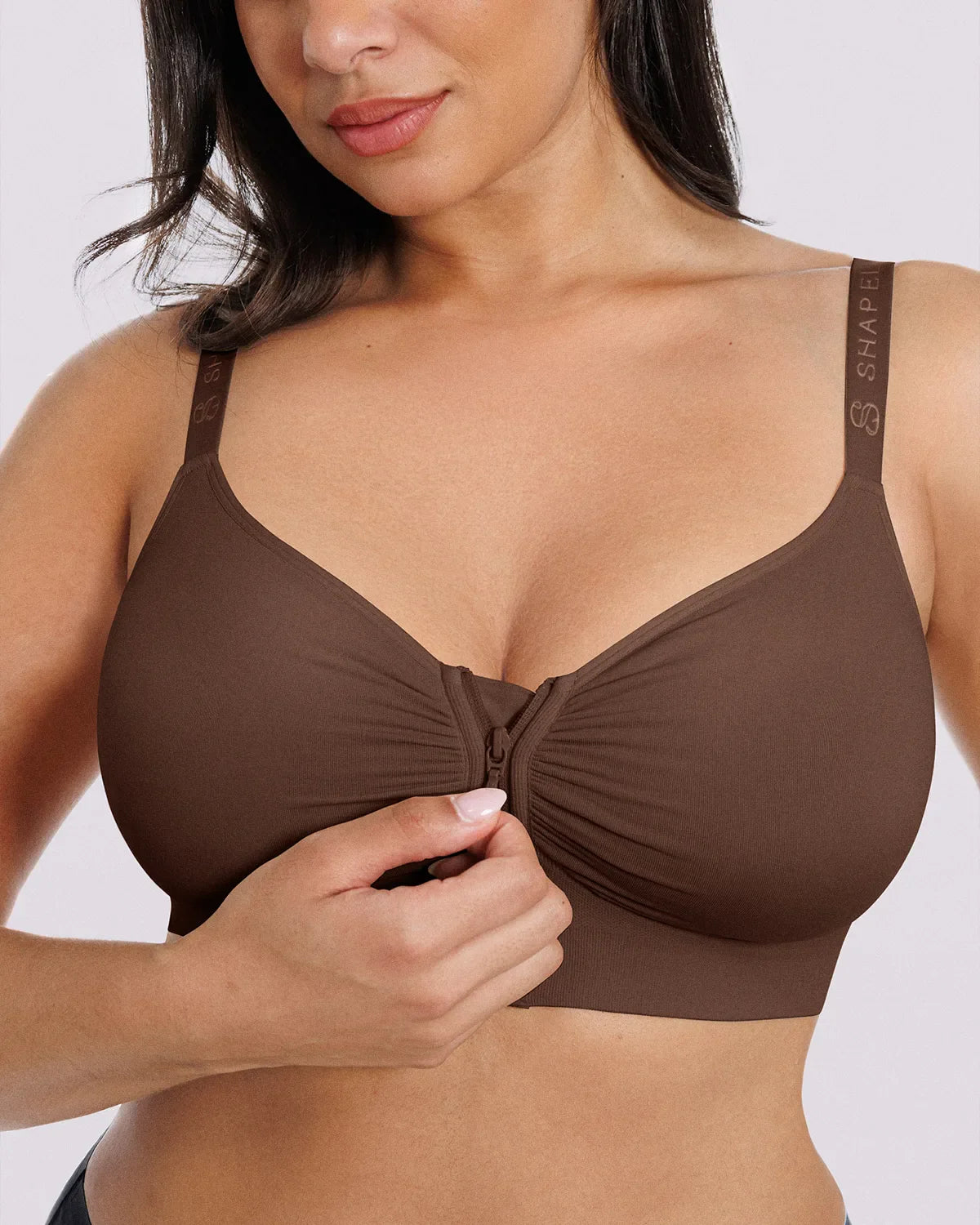 Front-Zipper Wireless Bra for Smoothing Support