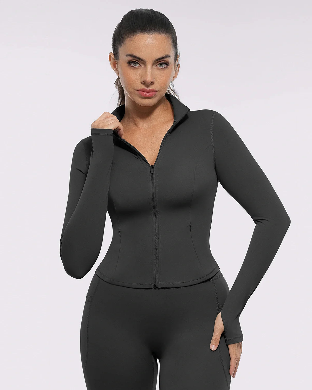 Slim-Fit Sculpting Zip Jacket