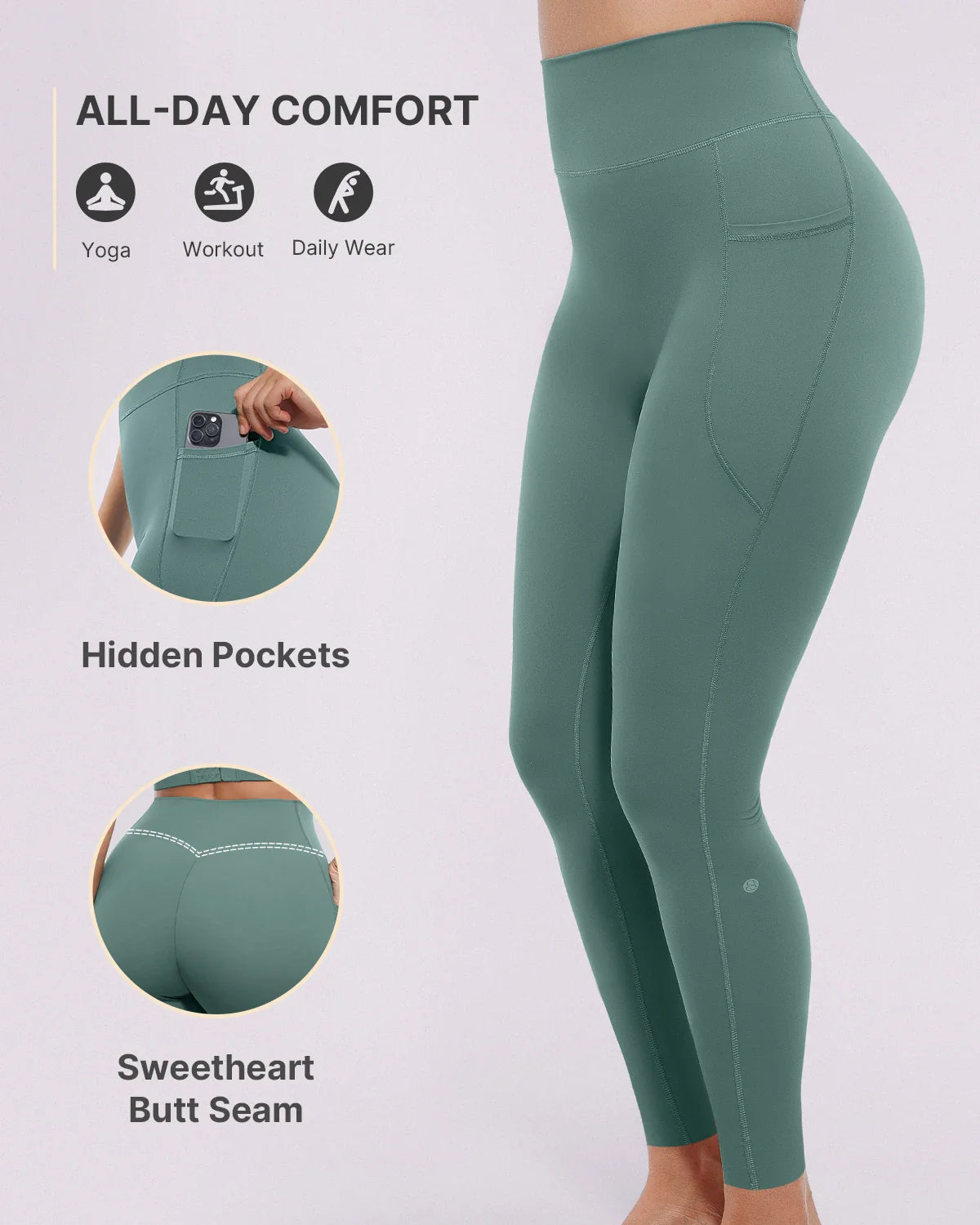 High-Waist Tummy Control Training Pocket Leggings