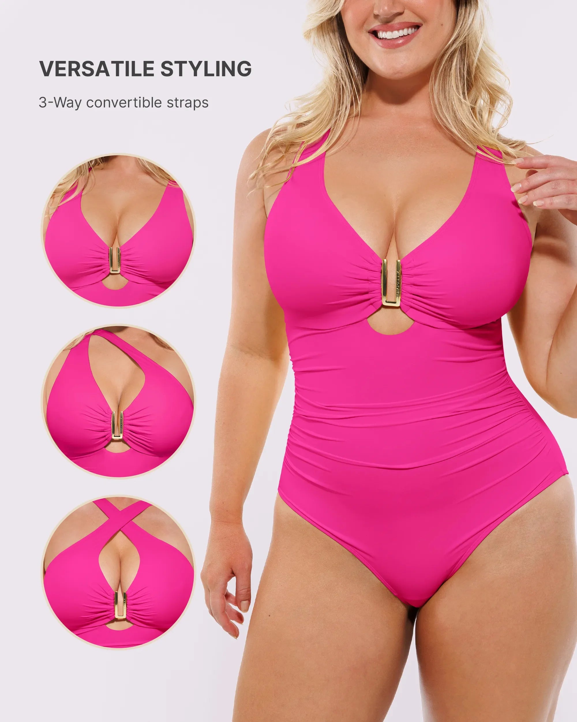 Ruched U-Wire Cut Out Shaping Swimsuit
