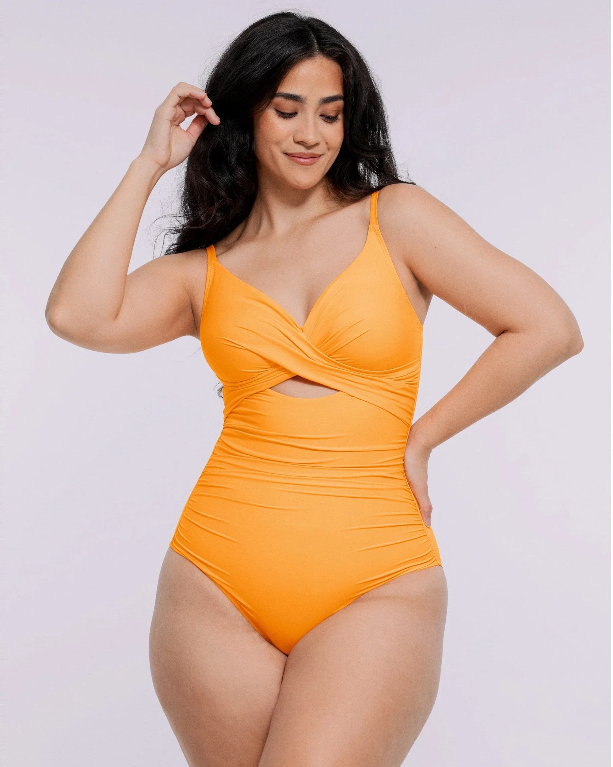 Ribbed Cutout-Front Sculpting Swimsuit