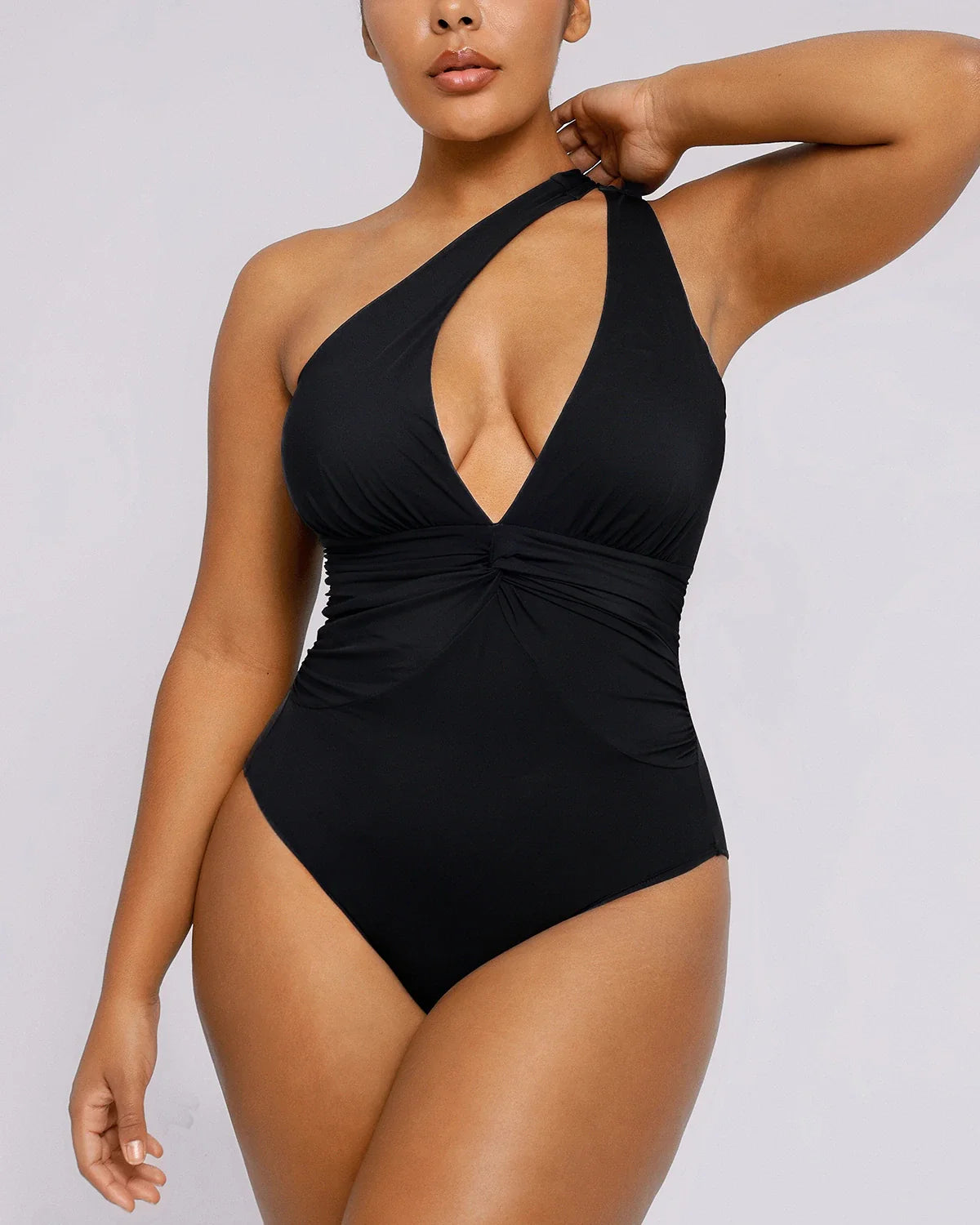 Sculpting Ruched Twist-Front Shaping Swimsuit
