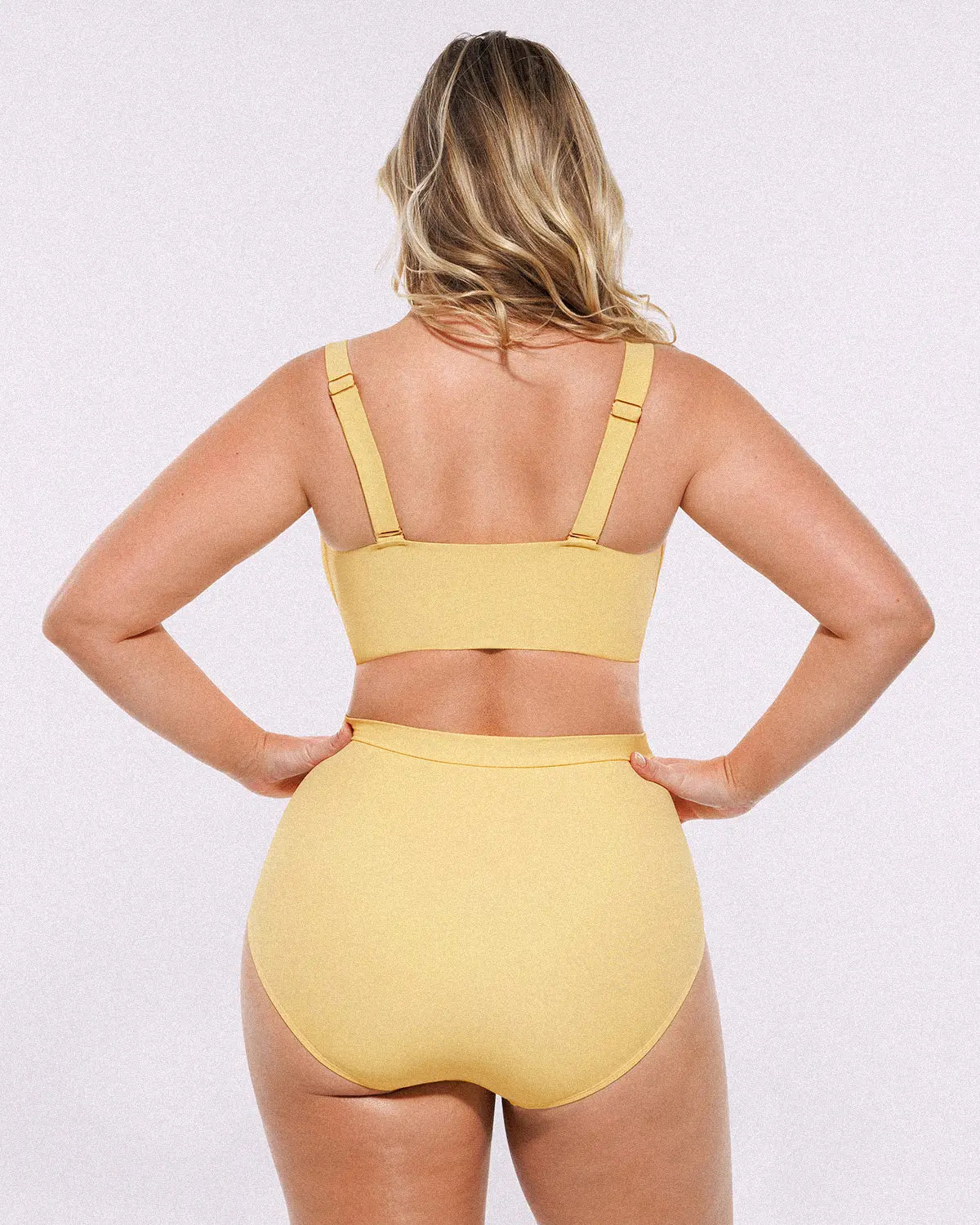 Ruched V-Neck Bikini Top & High-Waisted Bottom Set