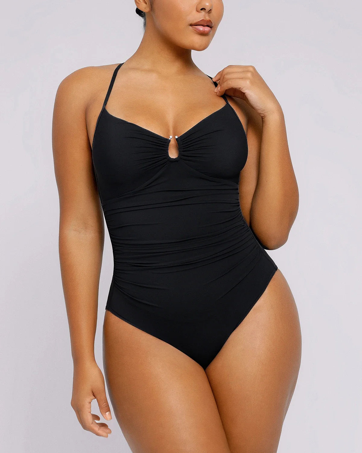 Sculpting U-Ring Cut Out Shaping Swimsuit