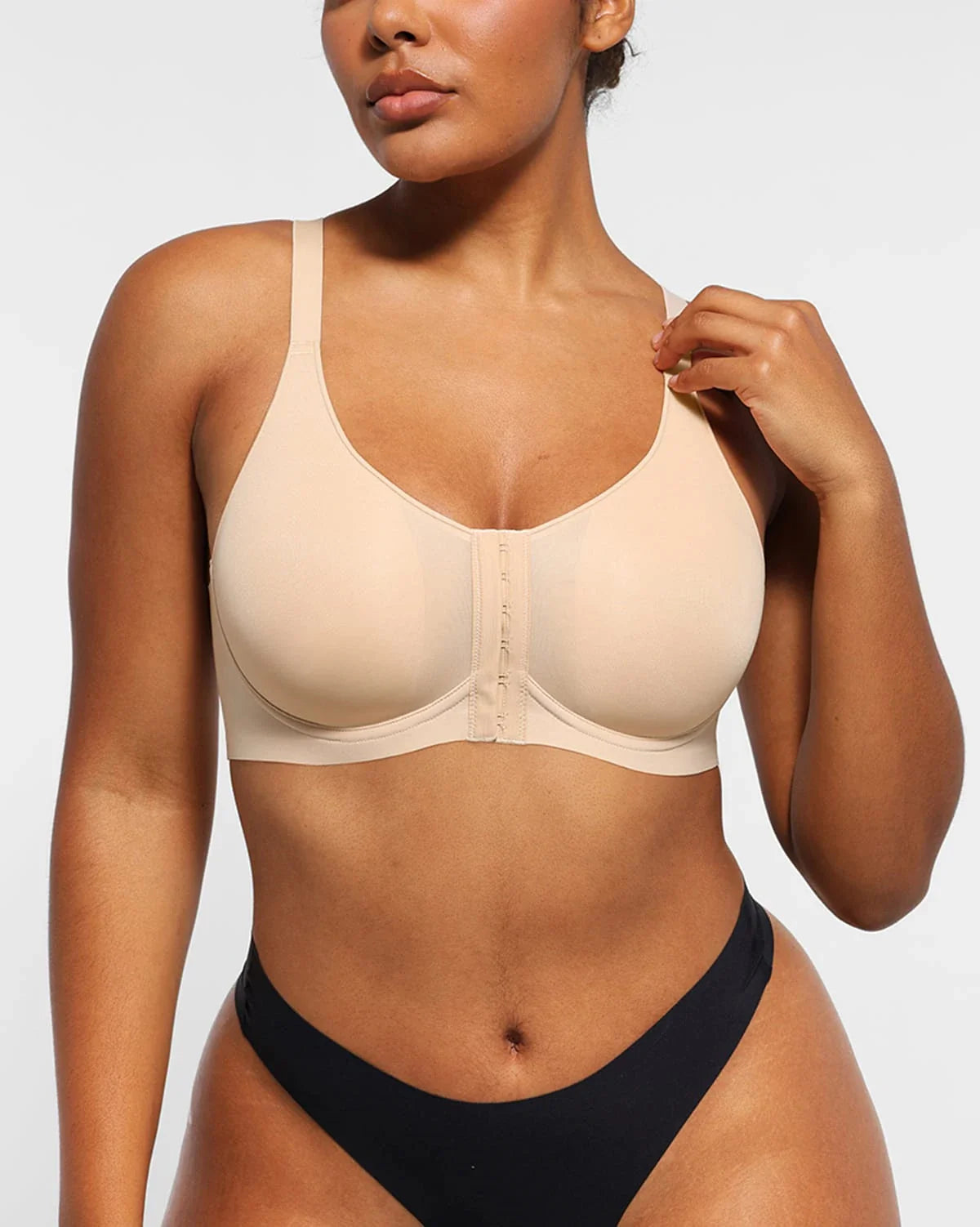 Cream Touch Wireless Front-Hook Smoothing Bra