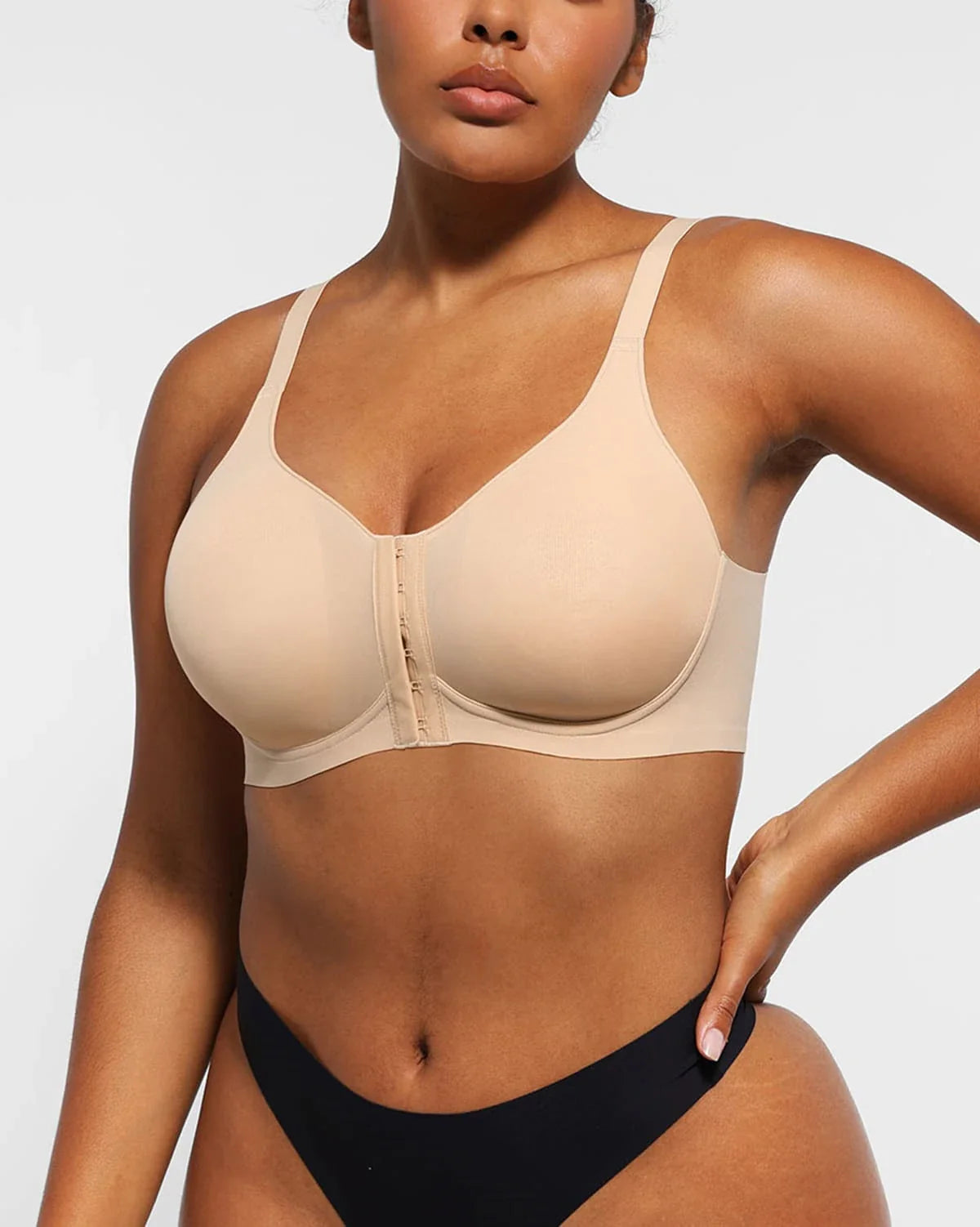 Cream Touch Wireless Front-Hook Smoothing Bra